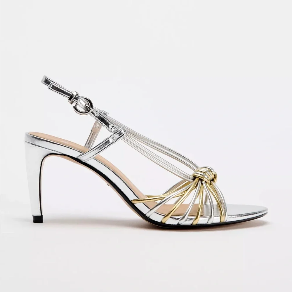 Zara Silver and Gold Women's Sandals - Picture 2 of 6